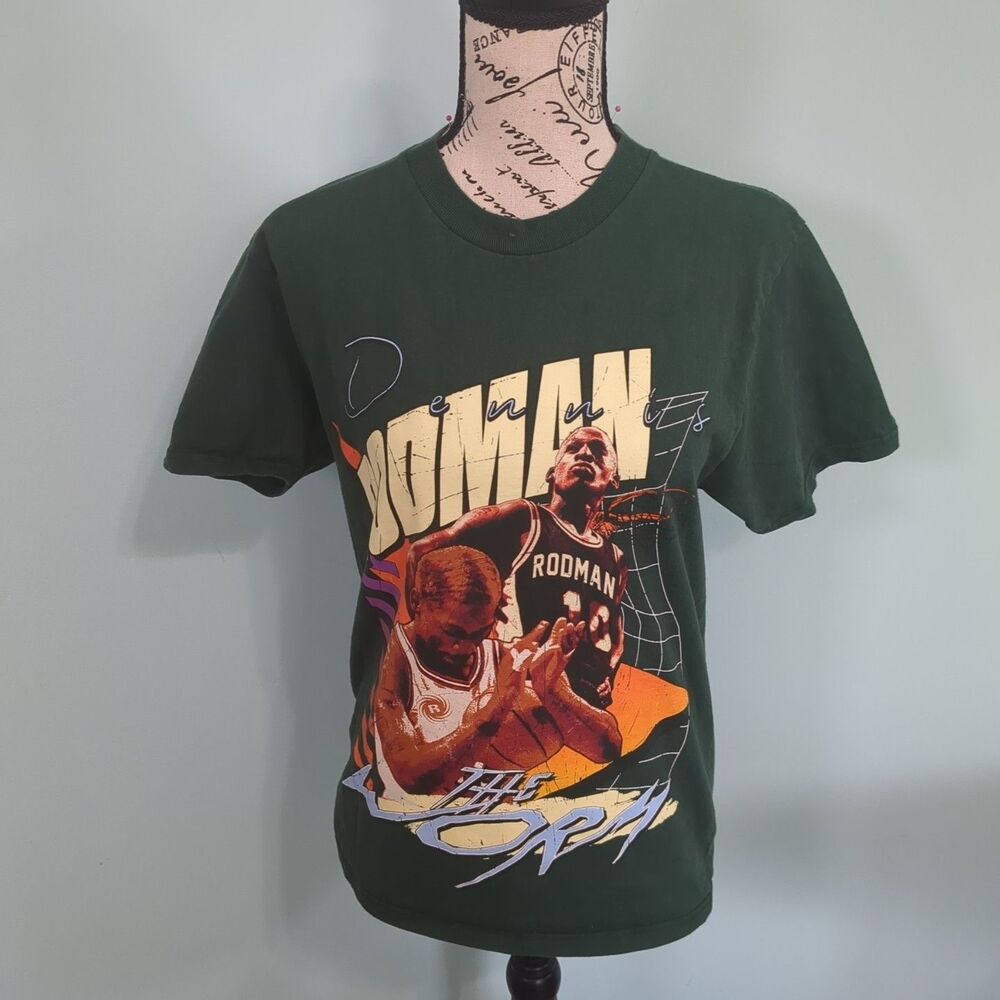 Dennis Rodman The Worm Shirt small Green Short Sleeve graphic tee